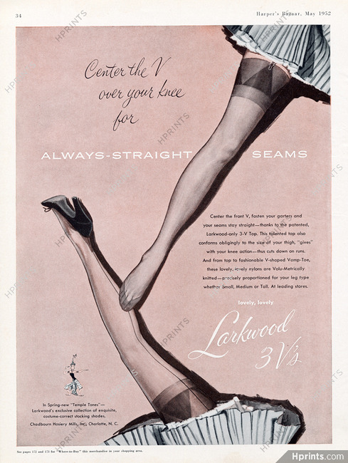 Larkwood (Hosiery, Stockings) 1952 Always-straight seams