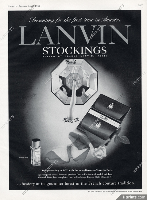 Lanvin (Hosiery, Stockings) 1952 First time in America, Arpège