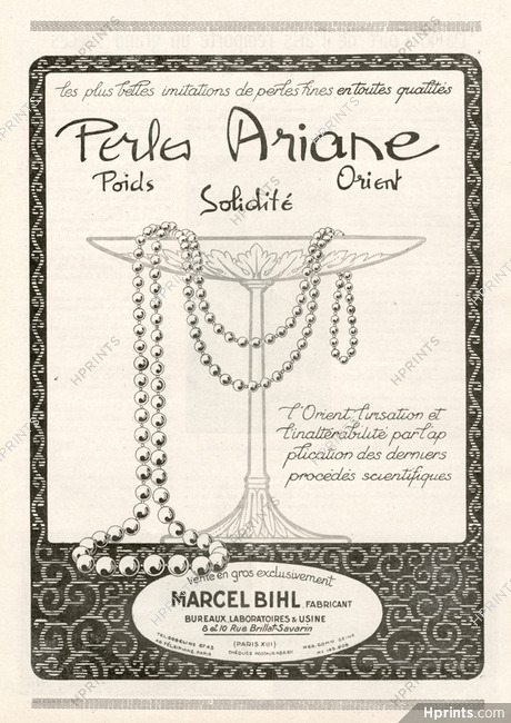 Marcel Bihl "Perles Ariane" 1926 Oriental Pearls, Jewels