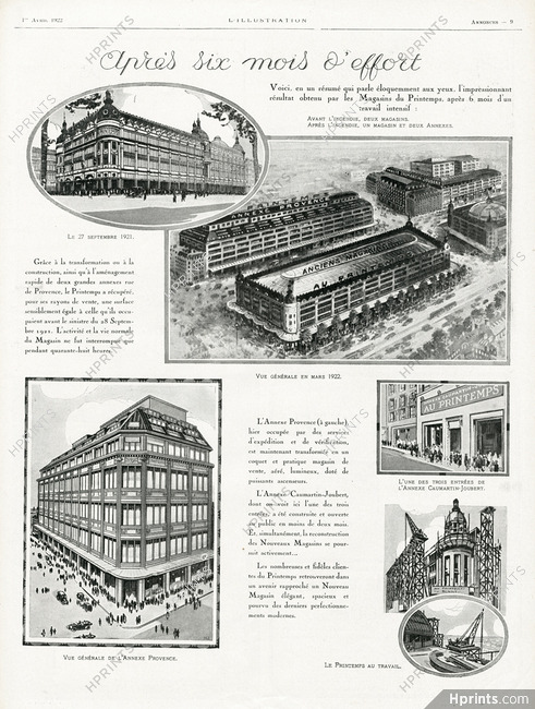 Au Printemps 1922 "Après six mois d'éfforts" Après l'incendie, Shop Window