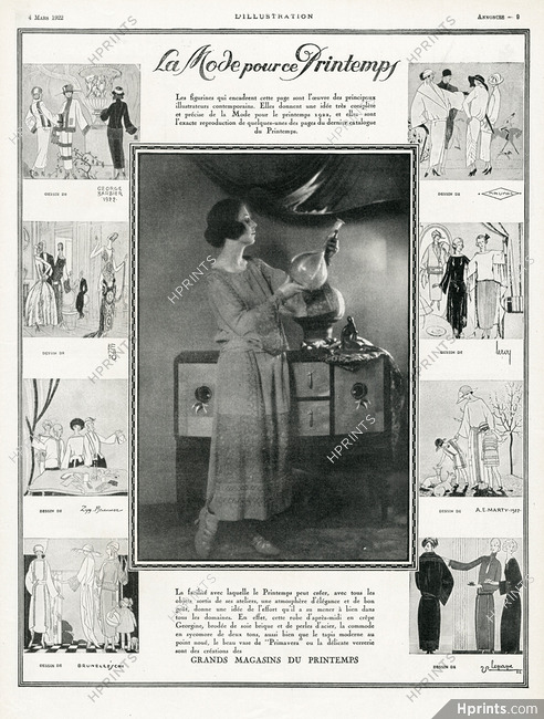 Au Printemps 1922 Modes, Barbier, Benito, Brunner, Brunelleschi, Naurac, Leroy, Marty, Lepape