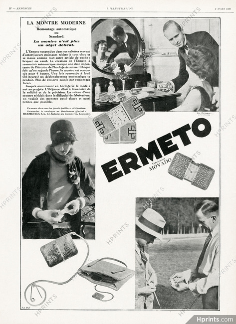 Ermeto (Fabrication Movado) 1929 Hermetica Lausanne, Photo De Jongil