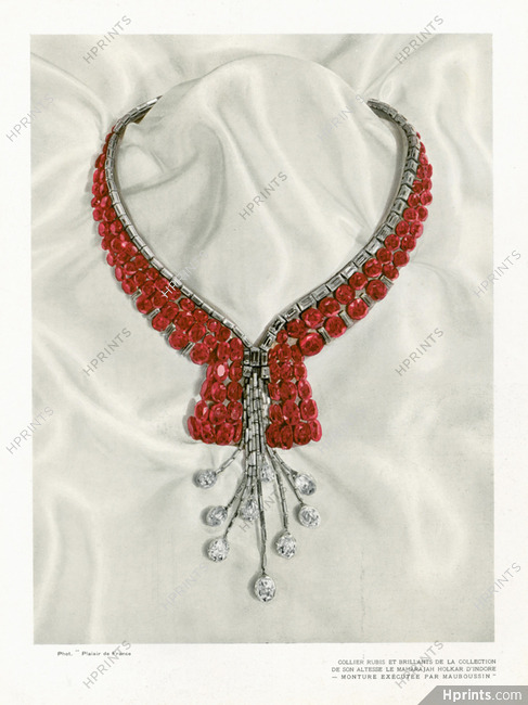 Mauboussin 1937 Necklace Rubies, Collection du Maharajah Holkar D'Indore