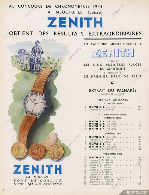 Zenith (Watches) 1949 Concours de Chronomètres