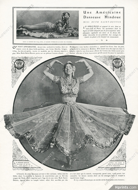 Ruth Saint Denis 1906 American Dancer, "La Déesse Radha" Hindu costume