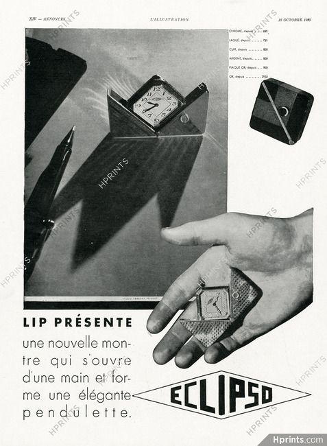 Lip (Watches) 1930 Eclipso — Advertisement
