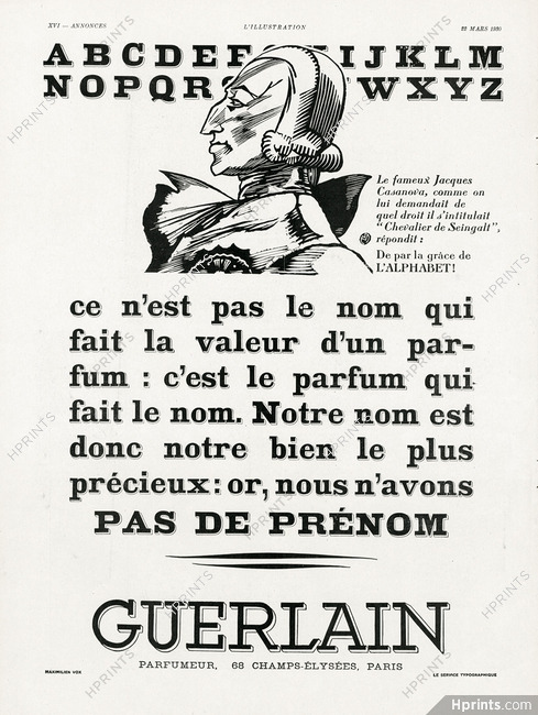 Guerlain 1930 Jacques Casanova, Chevalier de Seingalt, Maximilien Vox