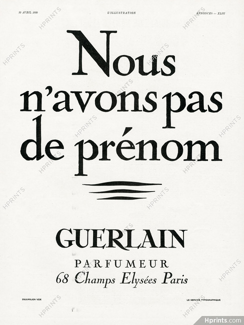 Guerlain 1930 Nous n'avons pas de prénom, Maximilien Vox