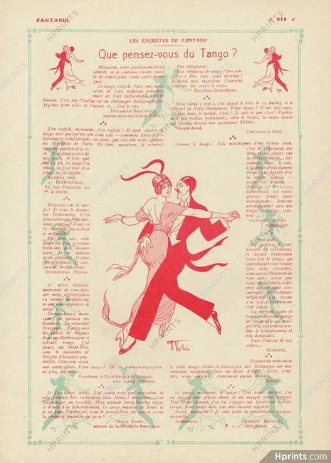 Que pensez-vous du Tango ?, 1913 - Armand Vallée Tango Dance, Texte par Charles Benoist