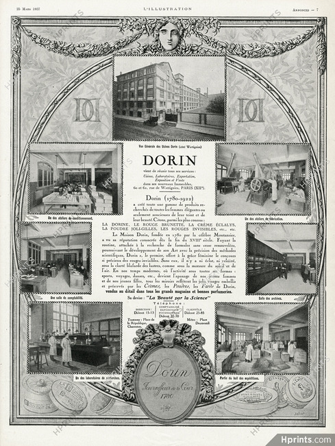 Dorin (Cosmetics) 1922 Montansier, Usine, Ateliers... Jolliot