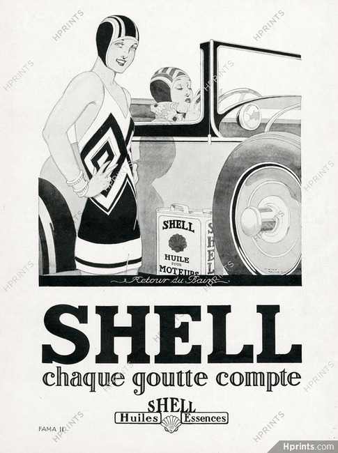 Shell 1929 Retour du Bain, Bathing Beauty, René Vincent