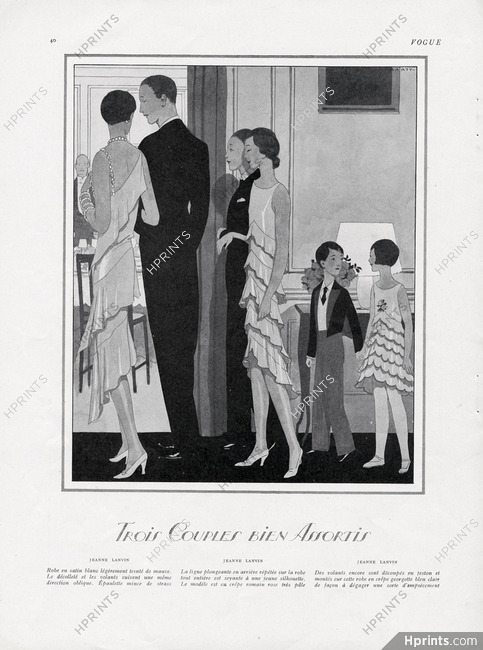 Jeanne Lanvin 1928 Children, André Edouard Marty, Fashion Illustration