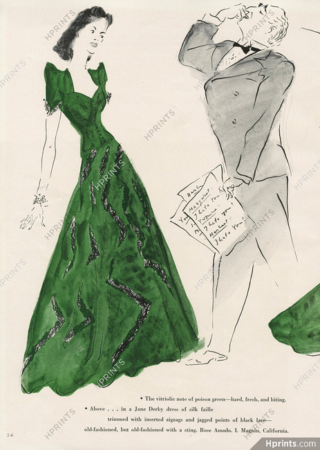 Jane Derby 1940 Evening Gown, Marcel Vertès