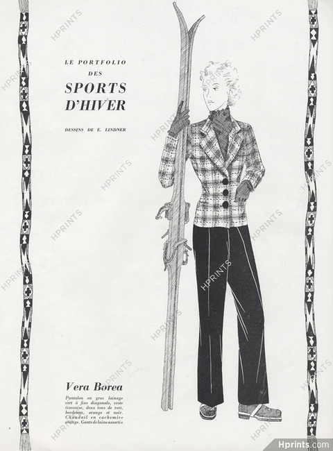 Véra Boréa 1937 Sport Fashion Skis E.Lindner