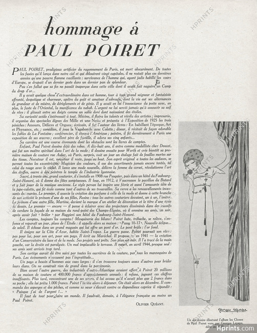 Hommage à Paul Poiret, 1944 - Georges Lepape Tribute to Paul Poiret, Texte par Olivier Quéant