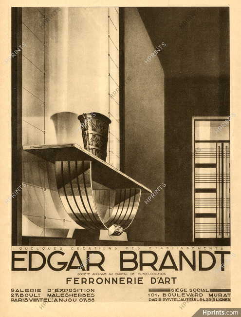 Edgar Brandt 1932 Ferronnerie d'art, Art Deco Furniture