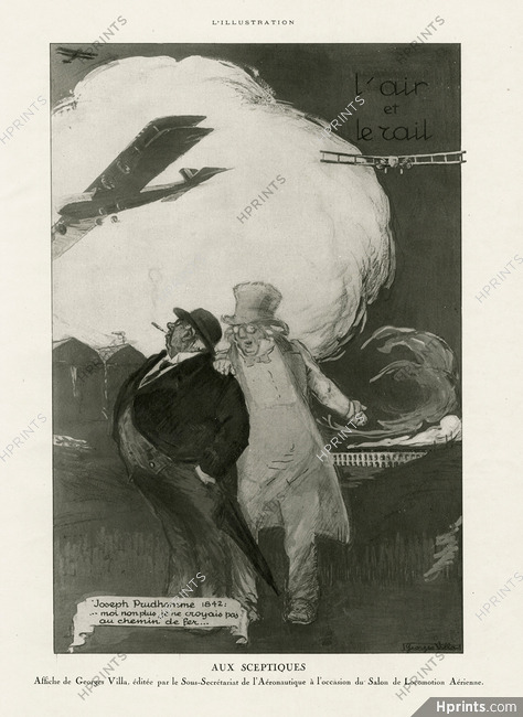 Georges Villa 1921 "Aux sceptiques" Poster, Airplane