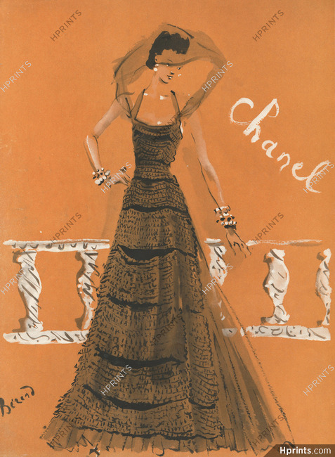 Chanel 1937 Christian Bérard, Evening Gown