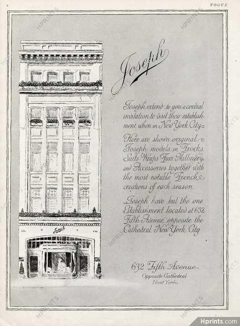 Joseph 1919 building New York City, Fifth Avenue, Shop Window