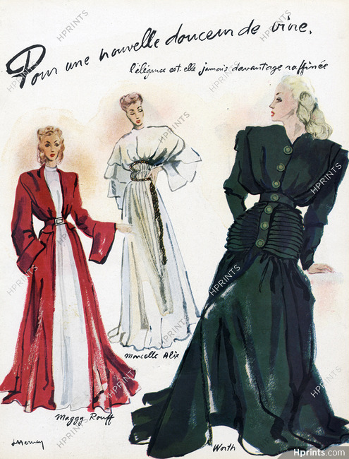 Maggy Rouff, Marcelle Alix, Worth 1945 Jean Hervey, Housecoat