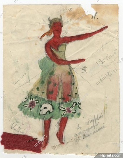 Pierre Roy 1910s, Original Costume Design, Ballerina, Coryphaeus