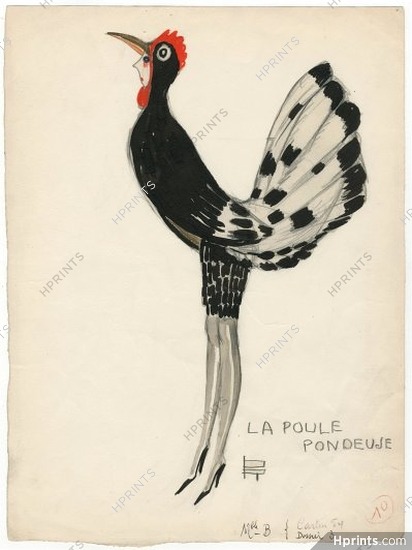 Pol Rab 1930s, "La Poule Pondeuse" (The Laying Hen) Original Costume Design