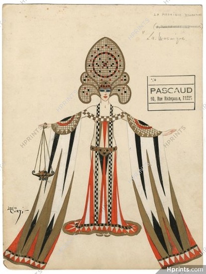 Louis Curti 1927, Original Costume Design, "La Mosaïque Byzantine" Palace
