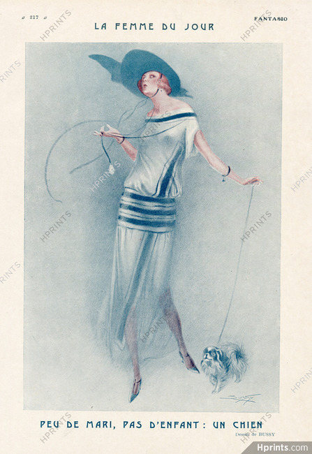 La Femme du Jour, 1923 - Bussy Elegante Parisienne, Pekingese Dog