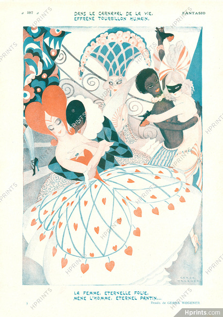 Gerda Wegener 1925 Carnival, Harlequin, Masquerade Ball