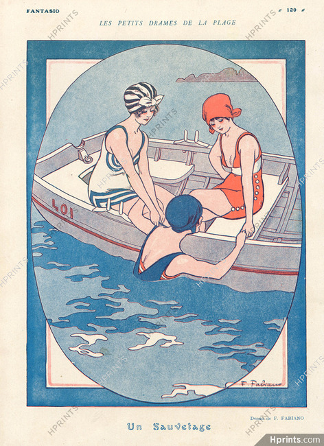 Fabien Fabiano 1916 Un Sauvetage Bathing Beauty Swimwear