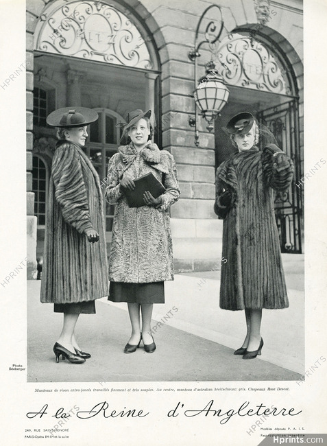 A La Reine D'angleterre 1940 Fur Coats, Photo Seeberger, Hotel Ritz Paris
