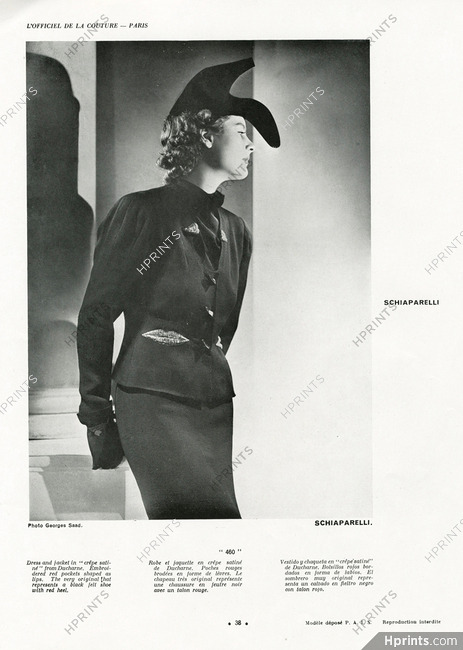 Schiaparelli 1937 Hat represents a black felt shoe, pocket shaped as lips. Photo Georges Saad