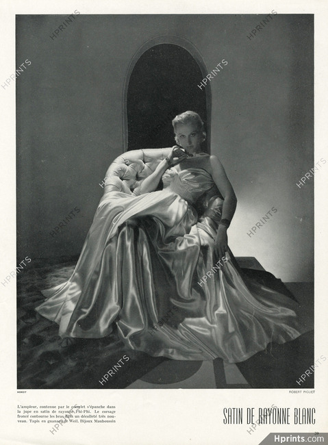 Robert Piguet 1937 Evening Gown Satin "Corselet", Photo Horst