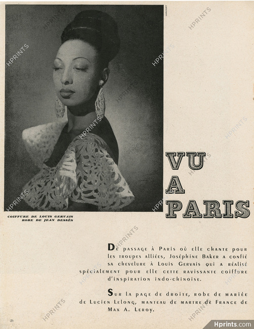 Jean Dessès 1949 Josephine Baker, Louis Gervais, Photo Harcourt