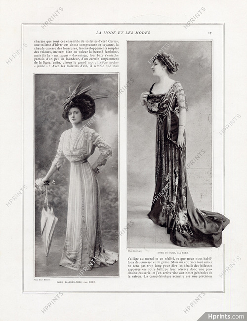 Beer 1908 Evening Dress, Afternoon Dress, Photos Henri Manuel, Reutlinger