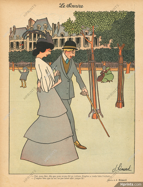 Joseph Hémard 1908 Lovers, Elegant Parisienne