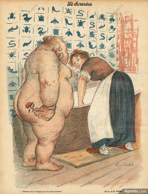 Eugène Cadel 1900 Nude, Maid, Bathroom