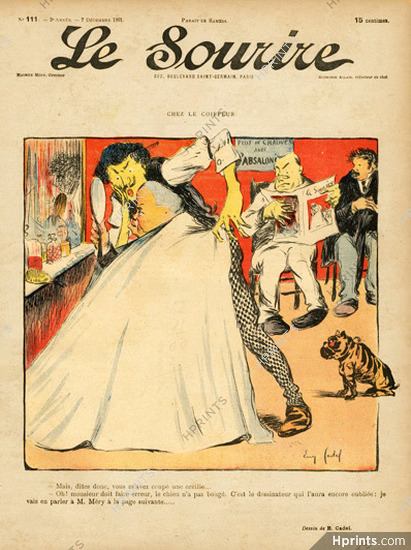 Eugène Cadel 1901 Hairdresser, Coiffeur, French Bulldog
