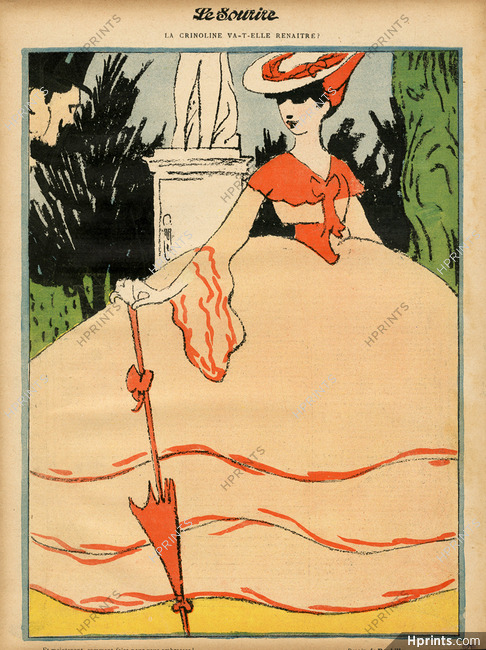 Auguste Roubille 1905 Elegante Parisienne, Fashion Illustration, Crinoline, 19th Century Costumes
