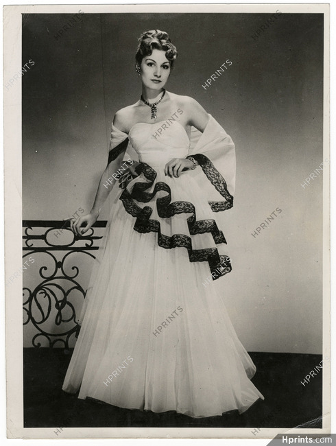 Jeanne Lanvin 1948 Evening Gown, Original Photo Assiociated