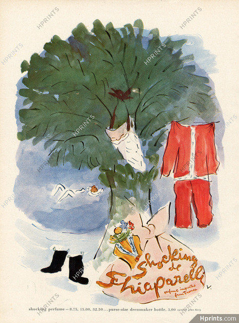 Schiaparelli (Perfumes) 1950 Shocking, Marcel Vertès, Santa Costume