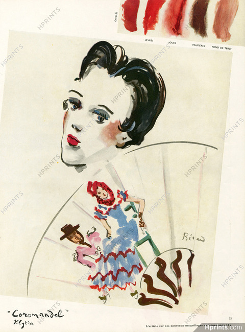 Klytia (Cosmetics) 1937 Lipstick "Coromandel" Hand Fan gypsy, Christian Berard