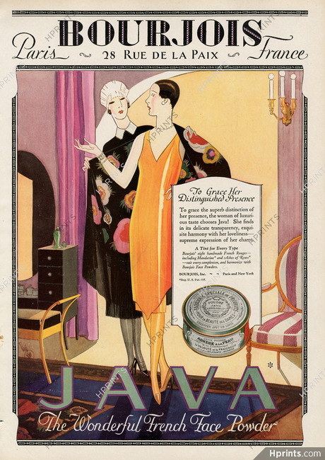 Bourjois (Cosmetics) 1927 Java face powder, Elegant Parisienne