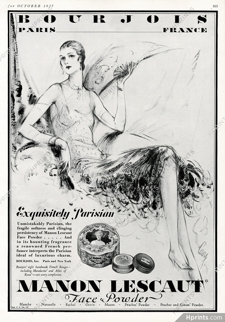 Bourjois (Cosmetics) 1927 "Manon Lescaut face powder" Elegant parisienne