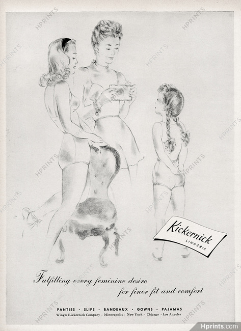 Kickernick (Lingerie) 1945 Panty, Slip, Brassiere
