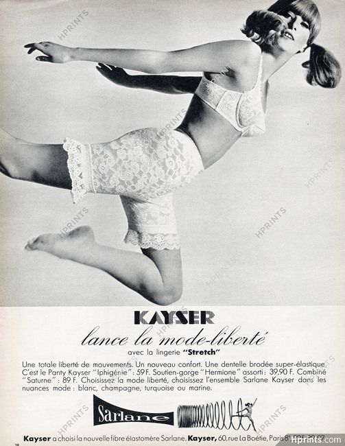 Kayser (Lingerie) 1961 Vyrene, Brassiere — Advertisement