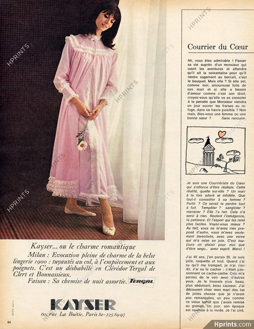 Kayser (Lingerie) 1966 Nightgown