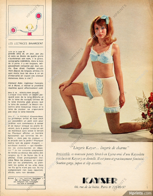 Kayser (Lingerie) 1967 Panty, Brassiere — Advertisement