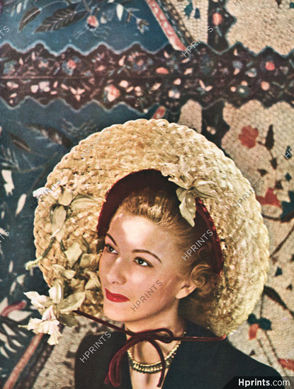 Paulette (Millinery) 1947 Chapeau en paille, Photo Pottier