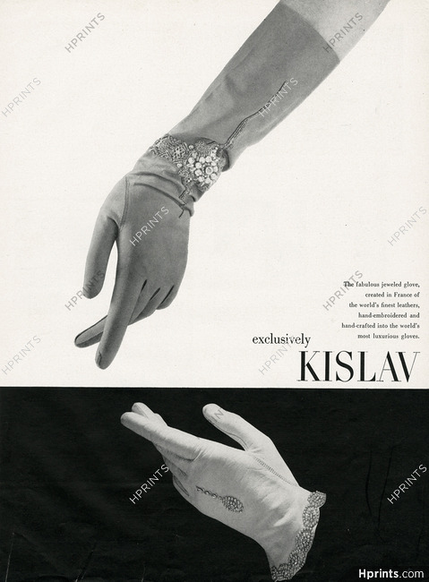 Kislav (Gloves) 1952 Jeweled Glove, Buscarlet
